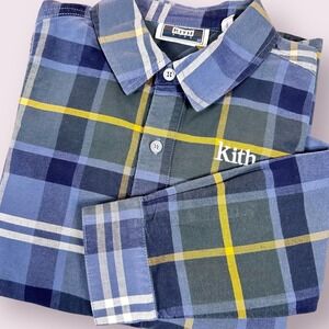 Kith Kids Blue and Yellow Checkered Button Down Shirt
